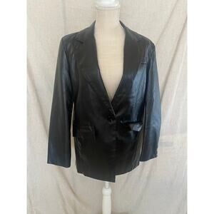 Princess Polly Black Faux Leather Blazer Jacket Size Small /Medium
